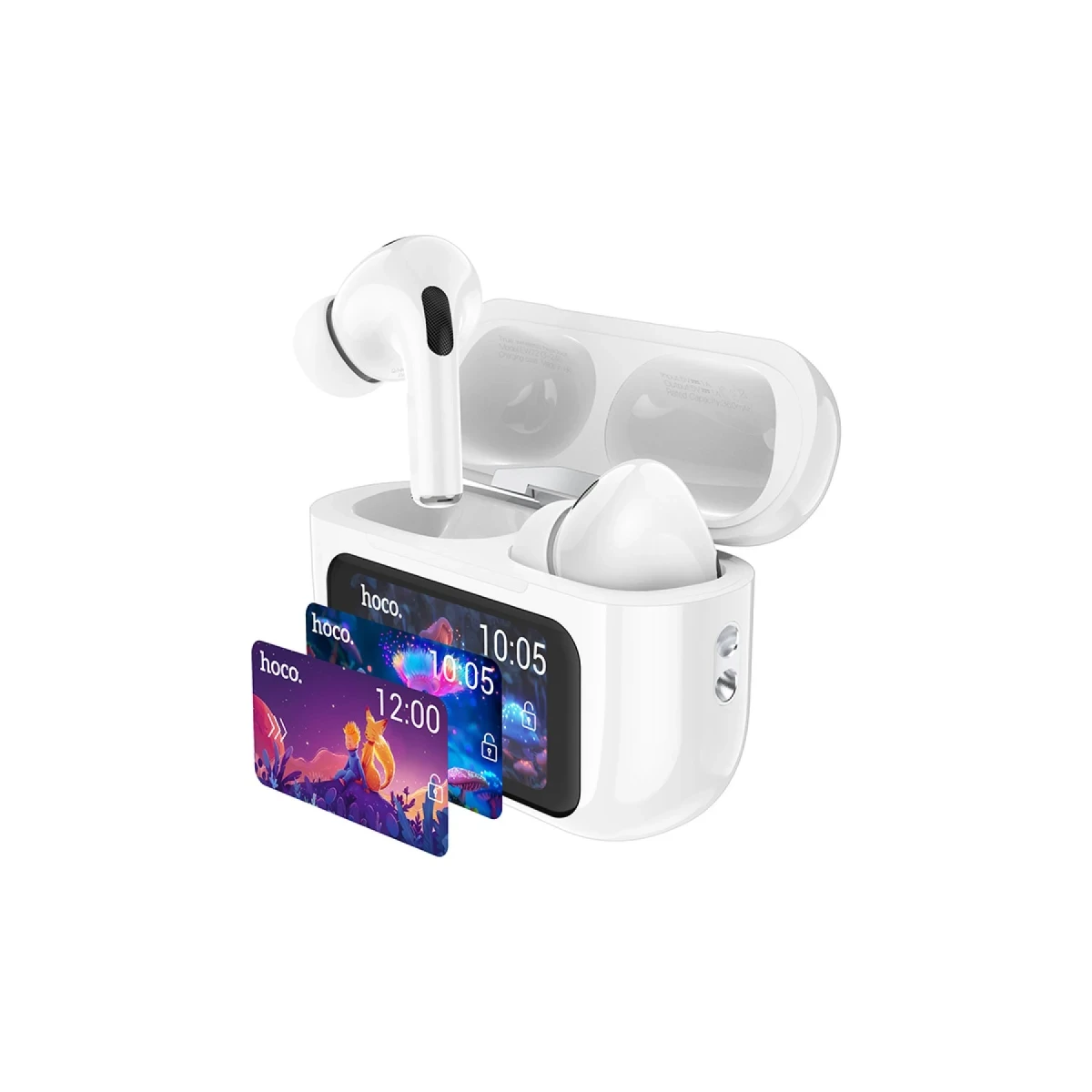 Hoco. EW72 BT 5.4 Aktif Gürültü Engelleyici Özellikli Dijital Dokunmatik Ekranlı Airpods Bluetooth Kulaklık - Beyaz